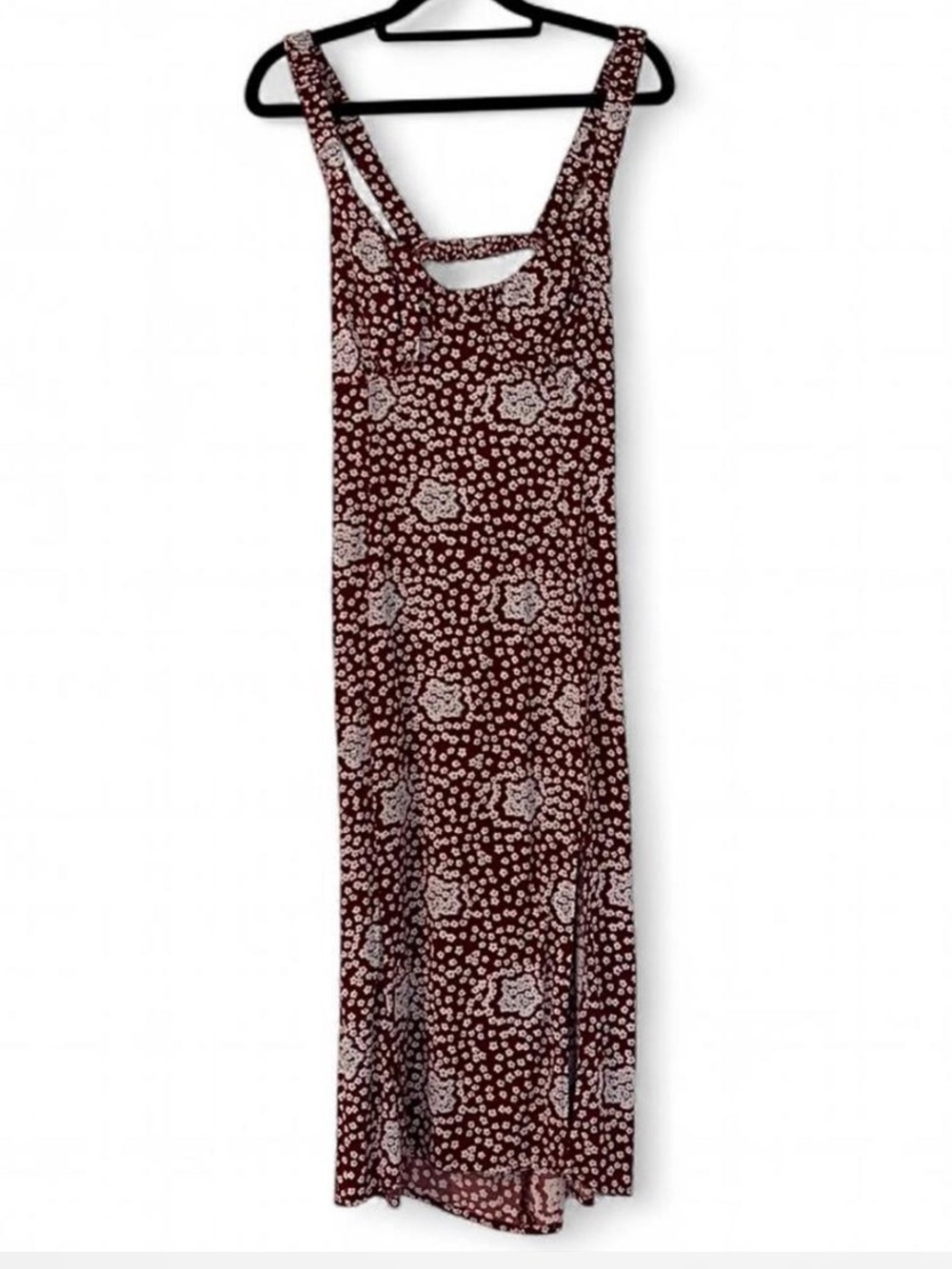 La Hearts Burgundy Floral Dress with White Accents